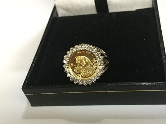 Santosh-Enterprises-1.00Ct Round Cut Lab Created Diamond CHINESE PANDA BEAR COIN Woman's Wedding Ring 14K Yellow Gold Finish3