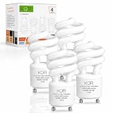 KOR (4 Pack) 13 Watt Mini Spiral - GU24 Base - (60W Equivalent) - T2 Mini-Twist - CFL Light Bulb (Bright White (5000K), CFL)