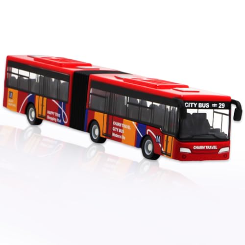 Danbghyuo Juguete Modelo de Autobús,Autobús de Doble sección,Juguetes de autobús Colorido, para niños y niñas, Regalos de cumpleaños-18.5 * 2.5 * 3CM