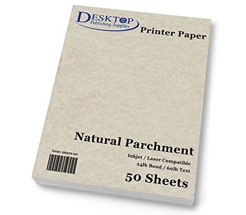 Papier parchemin naturel aspect rétro 50 feuilles Fournitures de Pao