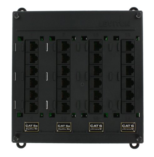 Leviton Twist and Mount Patch Panel, 12 CAT 5e ports and 12 CAT 6 ports, 476TM-654