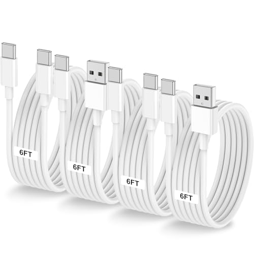 Image of Car Carplay Cable for iPhone 17 16 15, 2-Pack 6FT 60W USB C to USB C Cable And 2-Pack 6FT USB A to USB C Cable for iPhone 17 16 15,for Galaxy S25 S24, for iPad Pro /Air, for MacBook Pro /Air and More