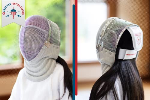 Sabre Fencing Sport Mask - Ce350N Certified National Grade With Padded Bib - Includes Sabre Mask Head Wire - Anti-Glare Finish - Adjustable Strap - Metallic Conductive Mesh (Medium) #TOP3