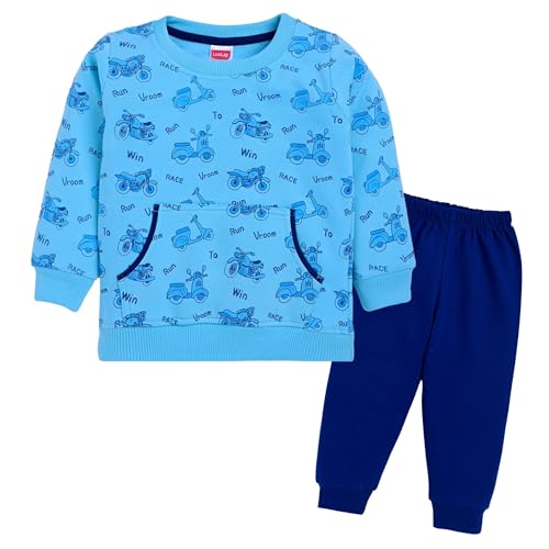 Image of LuvLap Baby Boys Full Sleeve Hooded Sweatshirt & Pyjama Set