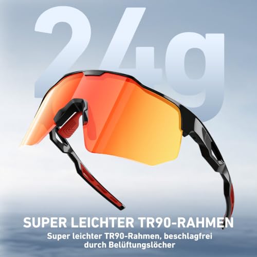 HAAYOT Schnelle Brille, Sportbrille, Fahrradbrille für Herren und Damen – 24g leichter TR-90-Rahmen, polarisiert und UV400… – Ansicht 6