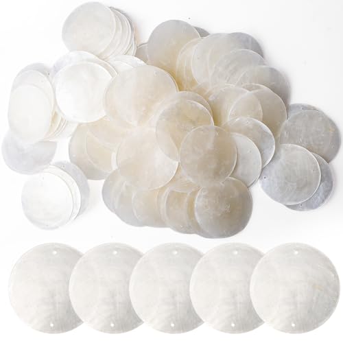 100 piezas redondas de concha, rebanadas de nácar, decoración de conchas, colgante de concha natural, discos redondos pulidos, conchas redondas planas para decoración de bricolaje cortinas de conchas