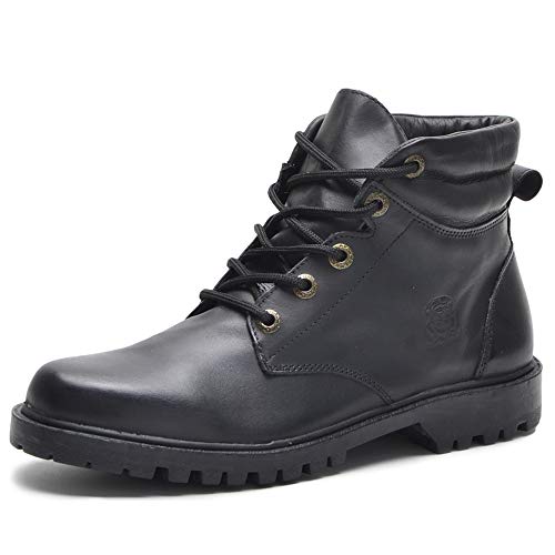Bota Coturno Tático Masculina Punk Rock Couro Legítimo Tamanho Especial (Preto, BR, Adulto, Numérico