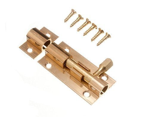 ONESTOPDIY.COM - Serratura scorrevole per porta, 50 mm, in ottone con viti, Confezione da 1