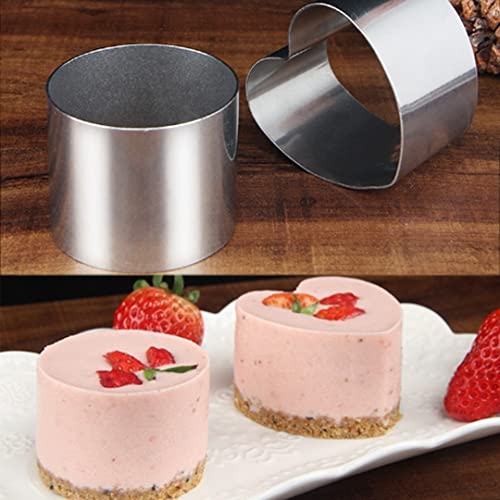 Hmin Round Cake Rings Mold, Mini Cake & Pastry Ring Food Ring Stainless Steel, Dessert Food Rings Food Molding Set (Round 1.9In-6Pcs) #TOP4