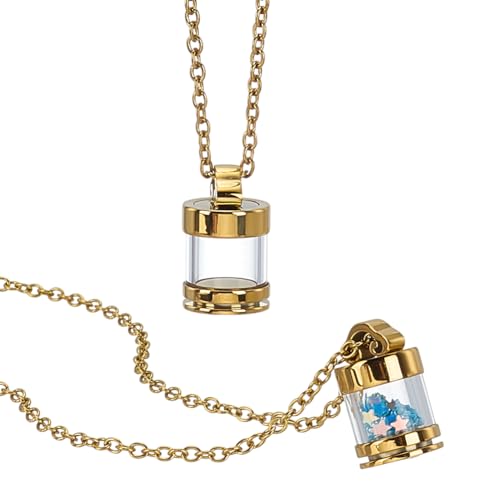 FINGERINSPIRE 2Pcs Pendentif Bouteille en Verre Doré 21x13mm Kit de Fabrication de Collier DIY 304 Chaînes en Acier Inoxydable de 60cm et Pendentifs...
