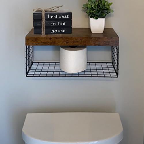 Farmhouse Bathroom Decor - Funny Rustic Wooden Decorative Books for Restroom Shelf Decor - Toilet Decorative Accent for Guest Restroom - Image 5