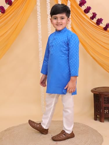 Image of AJ DEZINES Boys Cotton Full Sleeve Printed Kurta Pajama Set for Kids - Ethnic wear | Special Occasion & Traditional Outfit |Boys Kurta Pyjama Set - Regular Fit