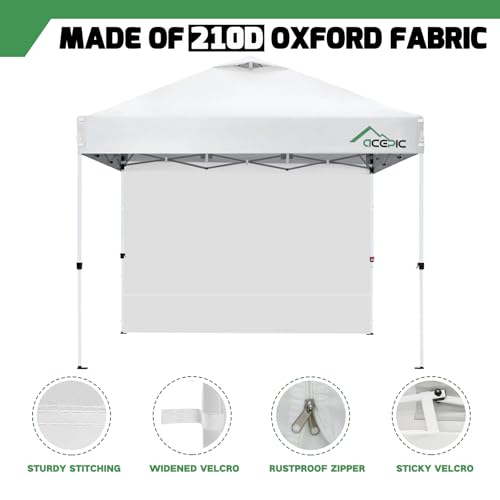 Acepic Instant Canopy Tent SideWalls for 10x10 FT Pop Up Canopy, 210D Polyester Waterproof, White (1PCS Sidewall Only, Tent NOT Included)