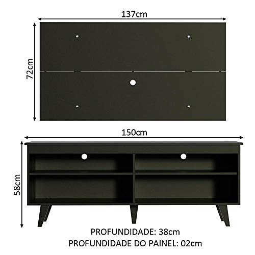 Rack Madesa Udine e Painel para TV até 55 Polegadas com Pés