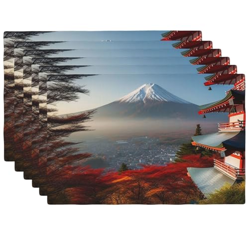 Set de table japonais Mount Fuji résistant aux taches et lavable à l'éponge - 2