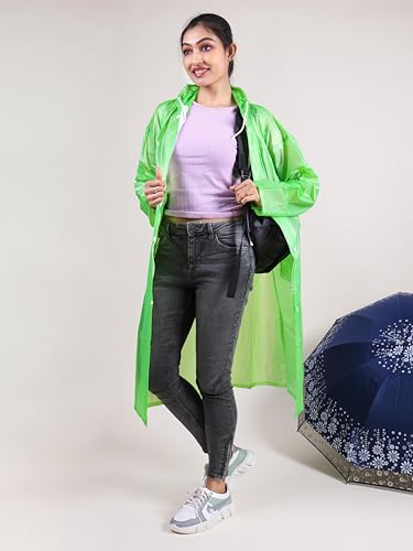 Image of Rupa Rainsuit Women Waterproof PVC Raincoat with Hood & Carry Bag | Lightweight Rainwear for Women with Front Zip | Solid Color | Standard Length | Pack of 1