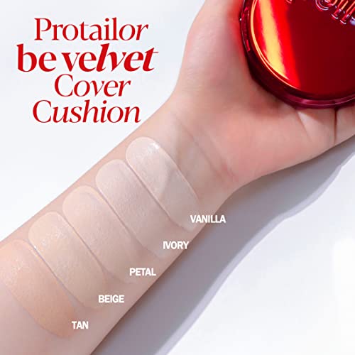 Espoir Pro Tailor Be Velvet Cushion Spf34 Pa++ #5 Tan (13G+Refill 13G) | Excellent Long-Lasting Effect Beyond The Limitation Of Cushion | Lightweight Matte Skin Full Coverage Cushion Foundation | Korean Makeup #TOP1