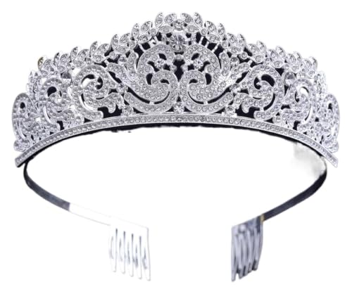Peineta for el pelo con corona de princesa de diamantes de imitación y aleación fina de oro