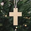 Cross Wooden Hanging Ornaments Cross Shaped Wood DIY Craft Cutout Wooden Slices Embellishments with Hole Hemp Ropes Wood Tags for Birthday Easter Halloween Christmas Decoration (2.8x3.9 in, 20-Pack) #5