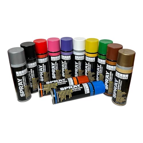 SÜDOR Sprayfarben-Set 12 Farben je 200 ml. Schnelltrocknende Sprühfarben...