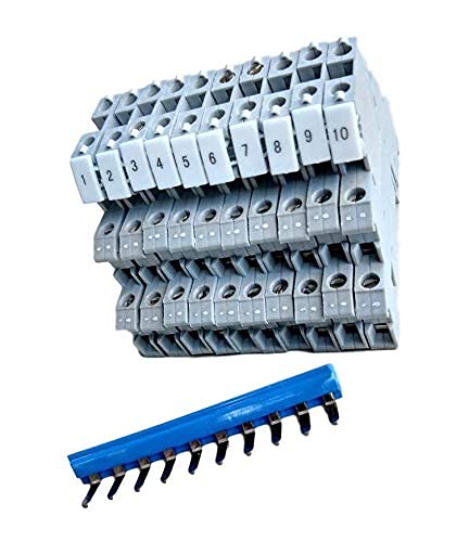 Triple Level Terminal Block, Set of Ten, DIN Rail Mount, 12-24 AWG, DIKD1.5
