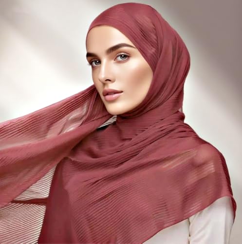 Belsen Crinkle Solid Color Chiffon Lightweight Soft Fashion Female All Season Head Scarf Shawl Wrap 33" × 70"2