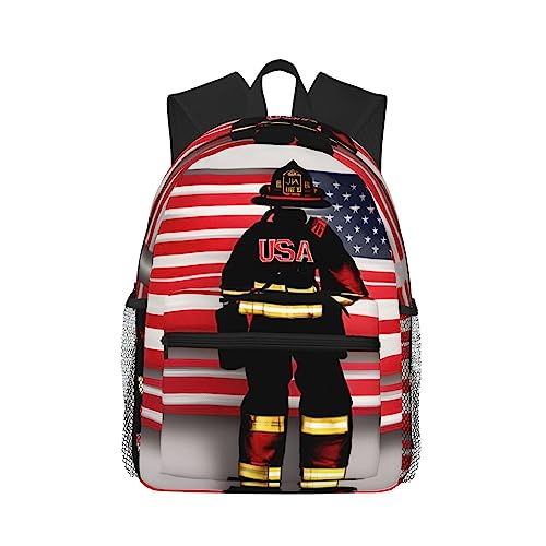 Sac à dos homme femme léger drapeau USA à poches grand compartiment style américain rouge noir
