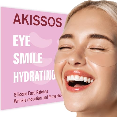 Reusable Eye Patches, Akissos 6 PCS Silicone Eye Patch, Quick Hydration Smile Line Patches, Face Tape for Wrinkles Overnight, Anti Wrinkle Patch for Crow's Feet, Smile Lines,Suitable for Men and Women