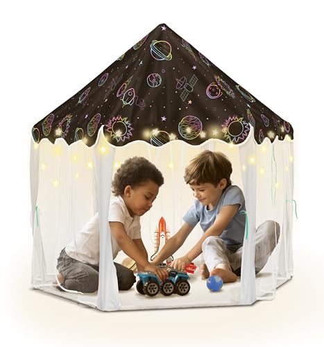 Heyu! Galaxy Adventure Tent Playhouse Play Tent with Star Lights and Carrying Case, Indoor and Outdoor Toys, Kids Galaxy Fort Castle for Children Gifts