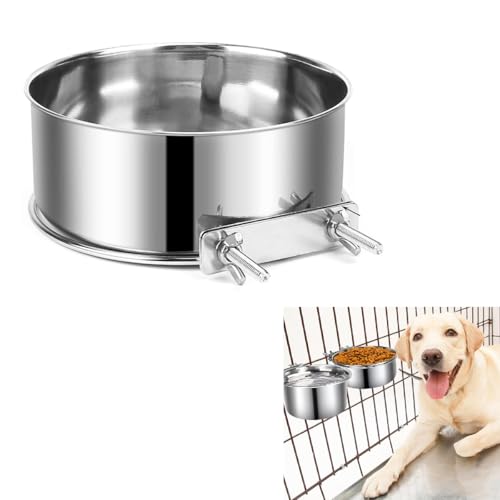 Generic ペットボウル 固定 ステンレス製 ペットぶら下げボウル ペット食器 犬 フード ボウル ペット ピュアシーク 犬 ステンレス フードボウル クレート 水 食品 ボウル こぼれない 金属 ケージ 犬小屋 吊り下げ ペット 水飲みボウル ステン