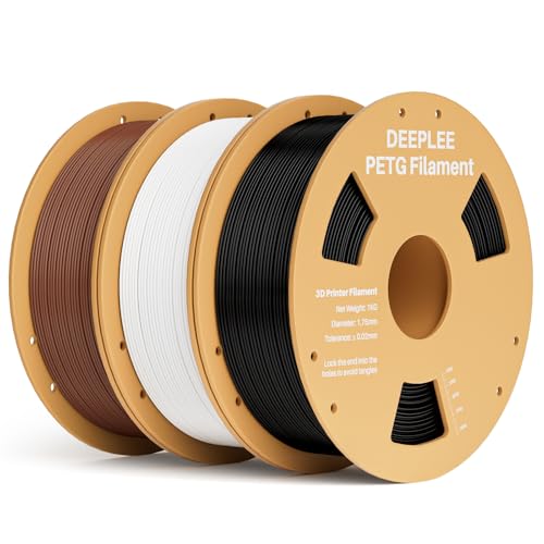 DEEPLEE PETG Filament Black&White&Brown 1KG*3, 3D Printer Filament Good Impact Resistance, Filament 3D Printing Material