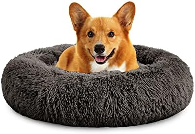 Mirkoo Dog Beds Calming Pet Bed for Large Medium Small Dogs (L/XL/XXL/XXXL) Washable Anti Anxiety Round Fluffy Plush Faux Fur Pet Bed