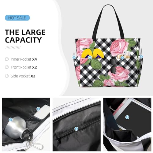 Grand sac de plage pour femme à motif floral chic idéal pour vos pique-niques
