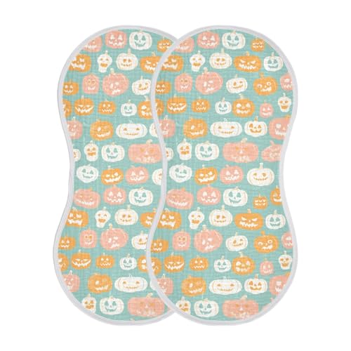 Pastel Color Halloween Cotton Muslin Burp Cloth Easy Care Feed Cloth for boy and Girl Set of 2, 22x11in