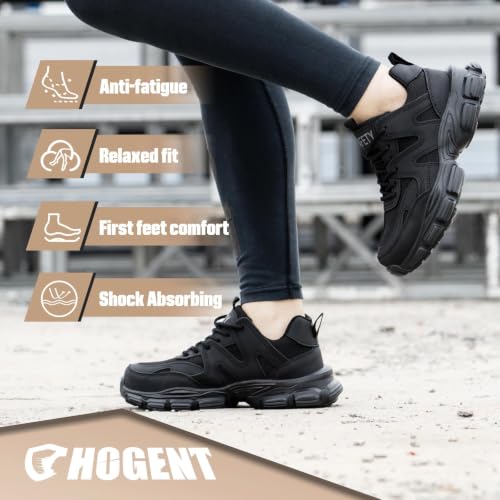 Steel Toe Shoes for Men Women , Black Work Shoes, Men Size 6 / Women 7.5 | Indestructible Comfortable Safety Sneakers, Lightweight Breathable Construction Shoes, Puncture Proof Ergonomic Design - image 6