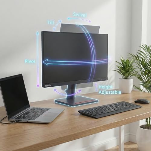 Image of Lenovo ThinkVision T24-40 24 inch Full HD IPS Monitor HDMI DP VGA | Up to 120Hz | VESA Mount | Office Business Displays | W /MAJ Deskpad | 2 Pack
