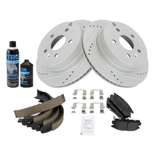 Image of TRQ Performance Rear Performance Brake Pad & Rotor Kit Semi-Metallic Premium G-Coated Compatible with 2010-2017 Chevrolet Equinox GMC Terrain