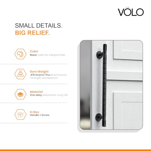 Image of VOLO Main Door Pull Push Handle for Main Entry | Interior Exterior Use | Modern Home Office Door Hardware Pull Handle | (Black, 12 Inch (300MM), Pack of 2 Piece (K-58))