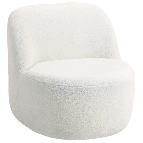 HOMCOM Sillón de salón Moderno con Respaldo ergonómico, Sillón tapizado en Tejido Sherpa y Espuma, 73x82x71 cm, Blanco Crema