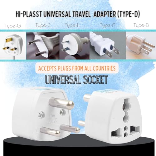 Image of India Converter Plug 3Pin (Pack of 3) World (USA, UK, Canada, Europe, and More) to India Travel Adapter Plug -Type D Adaptor Plug Socket Perfect for Foreign Devices to use in India