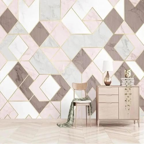 Papier peint 3D géométrique rose abstrait pour masquer un mur terne