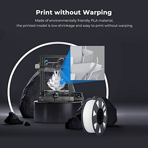 Image of Creality PLA Filament 1.75mm, Tough and Durable 3D Printer Filament with + /-0.02mm Accuracy, Smooth Printing 1KG Spool, White