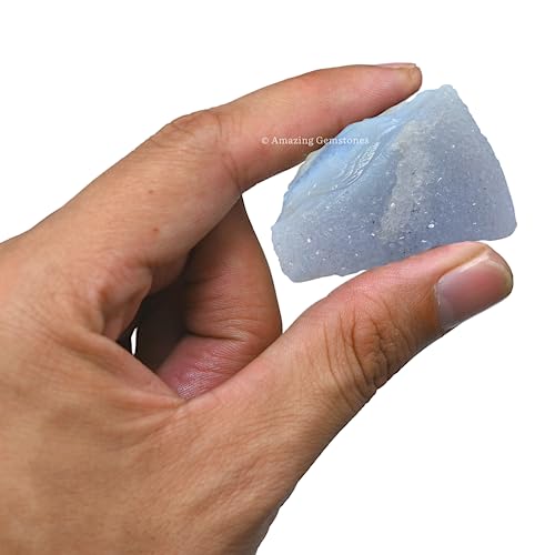 Image of Amazing Gemstone Blue Lace Agate Raw Crystals and Healing Stones, Natural Rocks for Tumbling - DIY Raw Stones and Crystals, 2 Pieces