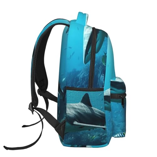 Casual Backpack for Women Men Sea with Sharks Lightweight Daypack Large Capacity Nurse Bag3