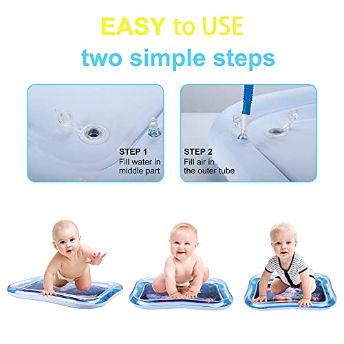 Jestilo Inflatable Tummy Time Water Mat Baby – Infant and Toddler Play Sensory Toys for Early Development Activities | Age 3 to 12 Months