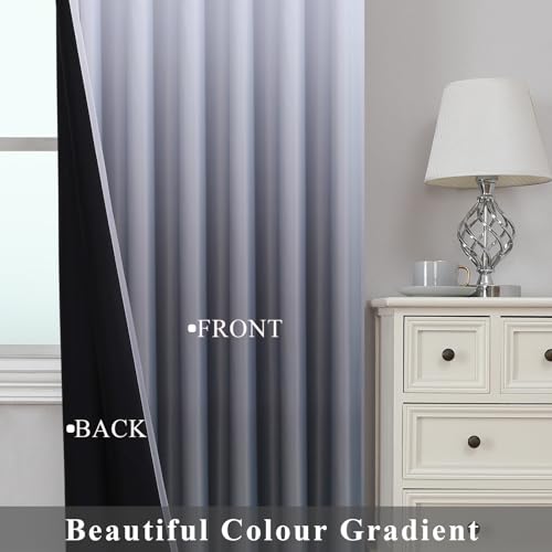 VEHEDE Large Blackout Curtains 90 Inch Length, Extra Wide Big Thermal Insulated Grey and White Ombre Pencil Pleat Curtain for Living Room, Gradient Noise Reducing Drapes for Living Room, W90 x L90 - Image 7