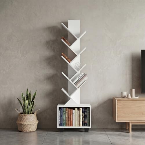 Image of Green Soul StoryTree 9 Shelves Engineered Wood Book Shelf | Multipurpose Wooden Bookshelf for Home, Bedroom, Living Room, Study Room, Kids Room | Organizer | Storage | 3 Year Warranty (Frosty White)