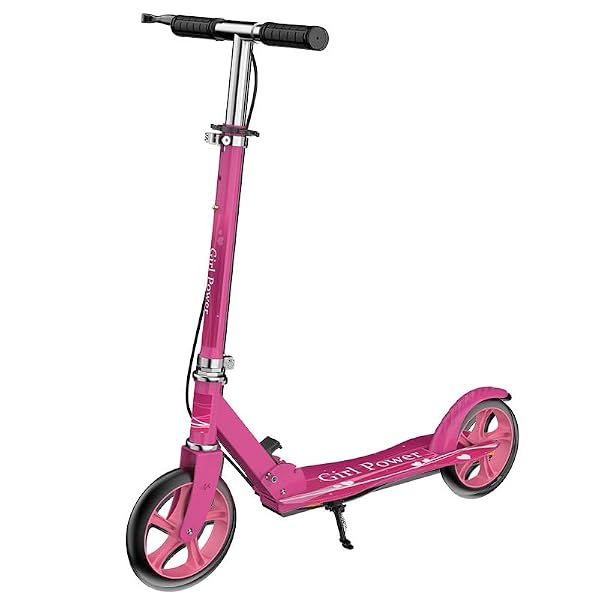 Kick Scooter for Adults Teens Kid Foldable Lightweight Sport Scooters with Hand Brake Adjustable Height Folding, Large Wheels Durable Load 300 LBS Pink by SZCQ - Image 2
