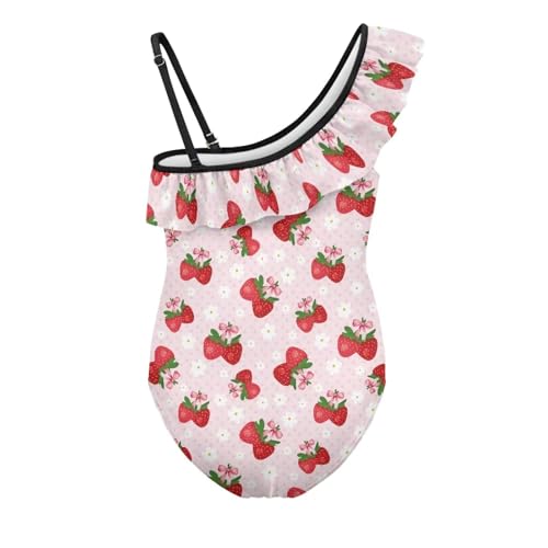 Swimsuits for Girls Ruffle 1-Shoulder One Piece Toddler Bathing Suit with Adjustable Strap Quick Dry Beach Swimwear2