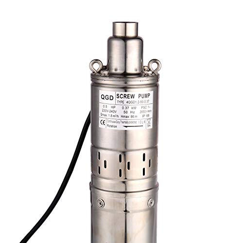 Shyliyu 1/2Hp Stainless Steel 4" Od Pipe Submersible Bore Pump 1Inch Outlet Water Pump 86M Head Deep Well Pump Screw Submersible Water Pump For Industrial And Home Use #TOP3